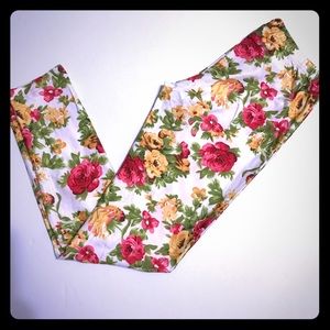 Comfy Fashion Leggins Yellow and Pink Floral -LE-3